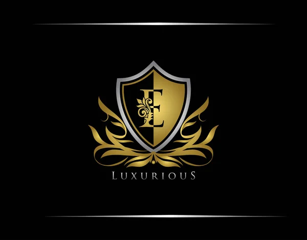 Luxusní Logo Zlatého Štítu — Stockový vektor
