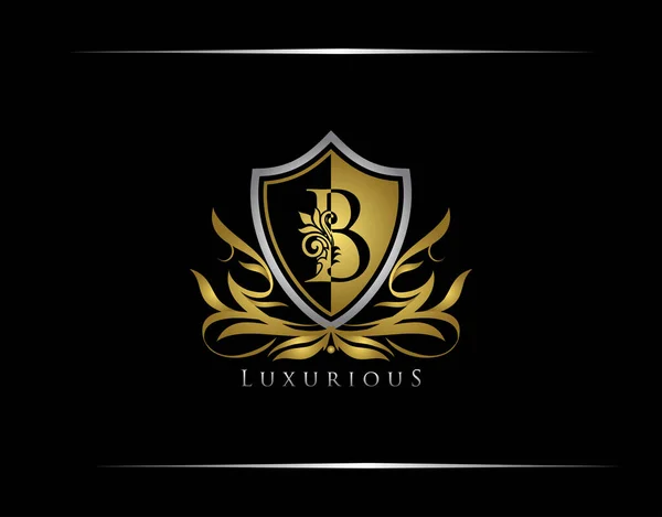 Luxusní Zlatý Štít Písmeno Logo — Stockový vektor