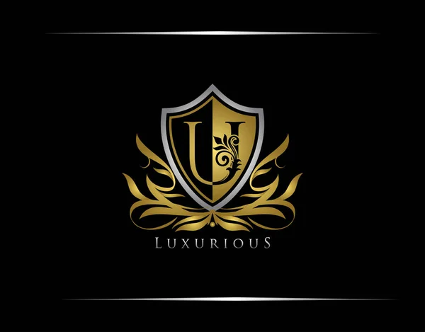 Luxusní Logo Zlatého Štítu Letter — Stockový vektor