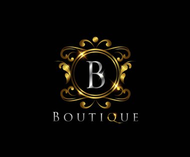 Restoran, Kraliyet, Butik, Cafe, Otel, Heraldic, Mücevher, Moda ve diğer vektör illüstrasyonları için lüks Altın Harf Logosu şablonu