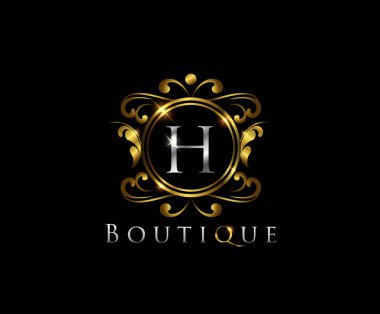 Restoran, Kraliyet, Butik, Cafe, Otel, Heraldic, Mücevher, Moda ve diğer vektör illüstrasyonları için lüks Altın H Harf Logosu şablonu