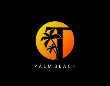 Gün batımı Palm Beach T Mektup Logosu