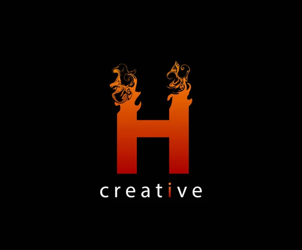 Hot Flame Letter Logo — 스톡 벡터