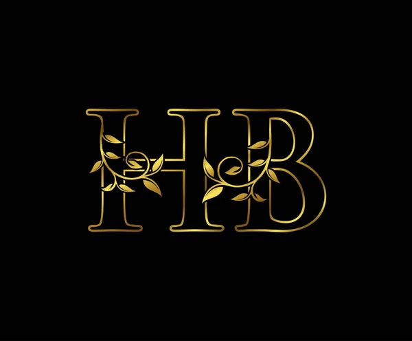 Elegant Gold Letter Floral Вінтаж Малював Емблему Дизайну Книг Карток — стоковий вектор