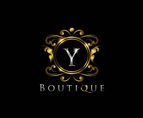 Lyx Guld Brev Logotyp Mall Vektor För Restaurang Royalty Boutique — Stock vektor