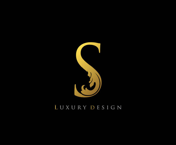 Golden Letter S Logo Icon . Initial Letter S Design Vector Luxury Gold Color.Print monogram initials stamp sign symbol.