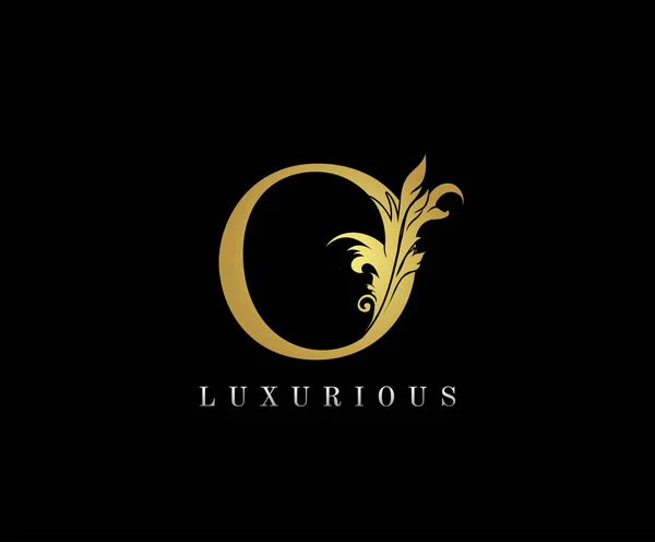 Golden Luxury Eerste Letter Logo Icon Vector Ontwerp Concept Bloemblaadje — Stockvector