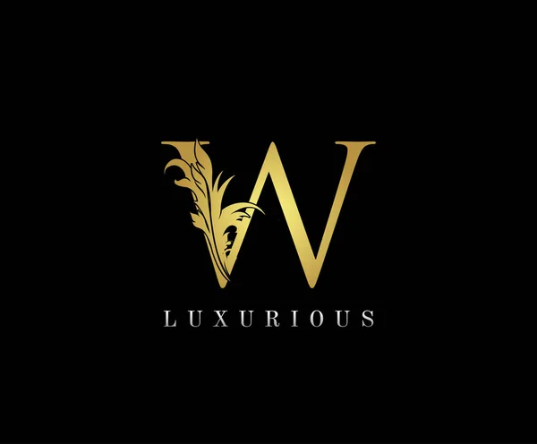 Golden Luxury Eerste Letter Logo Icon Vector Ontwerp Concept Bloemblaadje — Stockvector