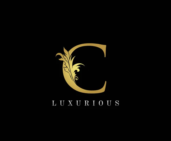 Χρυσή Luxury Αρχικό Γράμμα Λογότυπο Εικονίδιο Διάνυσμα Έννοια Σχεδιασμό Floral — Διανυσματικό Αρχείο