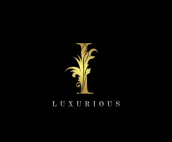 Golden Luxury Initial Letter Logo Icon Vector Design Koncepció Viráglevél — Stock Vector