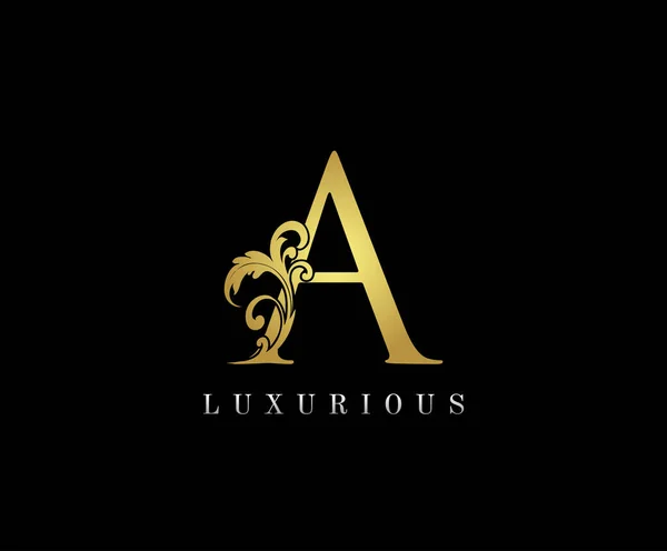 Golden Luxurious Initial Letter Ένα Εικονίδιο Λογότυπο Vector Design Concept — Διανυσματικό Αρχείο