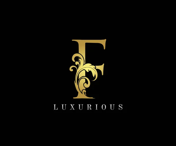 Golden Luxurious Initial Letter Λογότυπο Εικονίδιο Vector Design Concept Luxury — Διανυσματικό Αρχείο