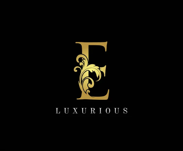 Golden Luxurious Initial Letter 아이콘 디자인 럭셔리 빈티지 자연은 모양의 — 스톡 벡터