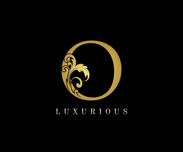 Golden Luxurious Initial Letter 아이콘 디자인 럭셔리 빈티지 자연은 모양의 — 스톡 벡터