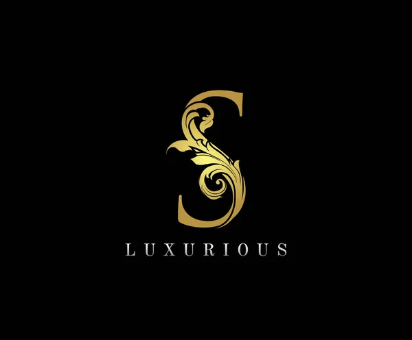 Χρυσό Luxury Logo Εικονίδιο Κομψό Floral Letter Logo Σχεδιασμός — Διανυσματικό Αρχείο