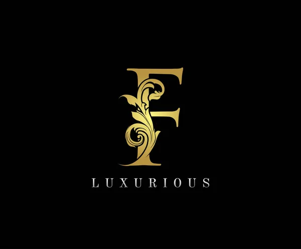 Χρυσό Luxury Logo Icon Κομψό Floral Letter Logo Σχεδιασμός — Διανυσματικό Αρχείο