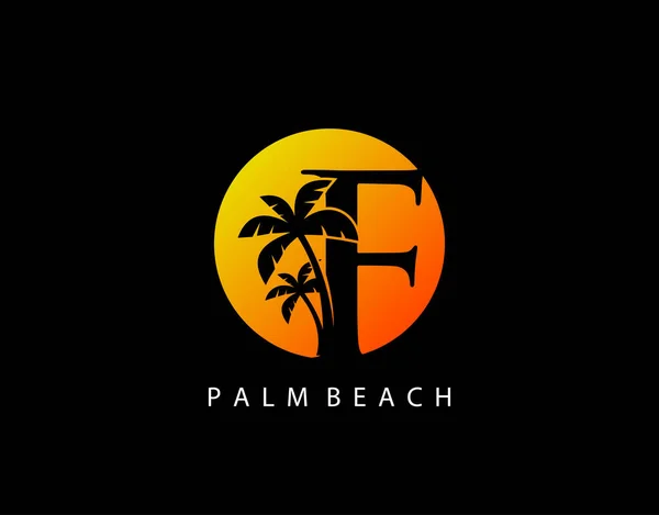 Sunset Palm Beach Mektup Logosu — Stok Vektör