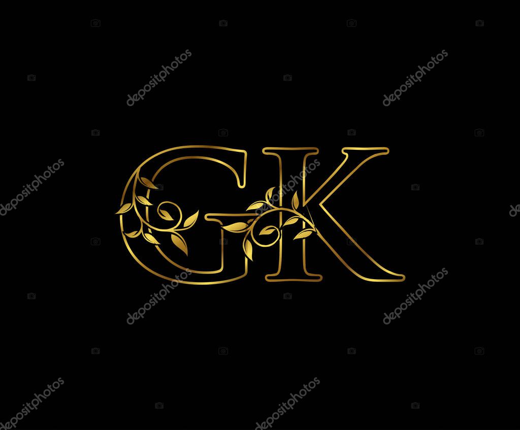 Initial Letter Gk Logo Luxury Vector Mark Gold Color Elegant Classical Symmetric Curves Design 362283404 Larastock