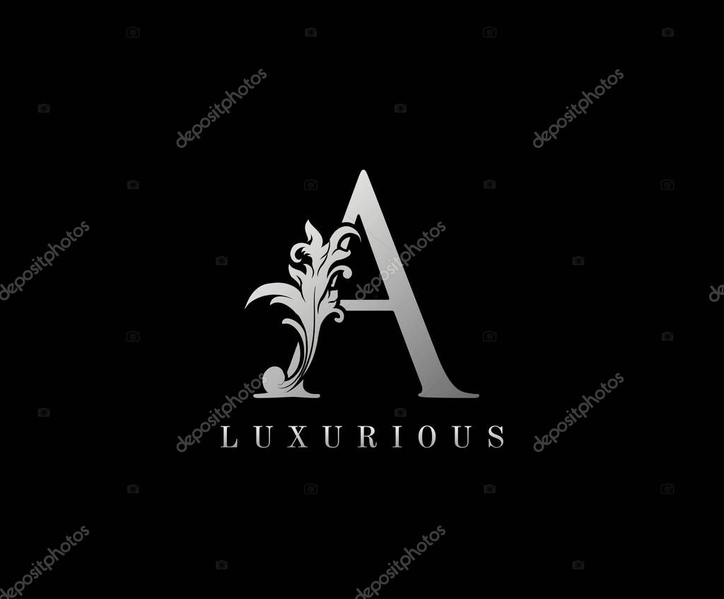Silver A Luxury Logo Icon, Classy Letter Logo Design.