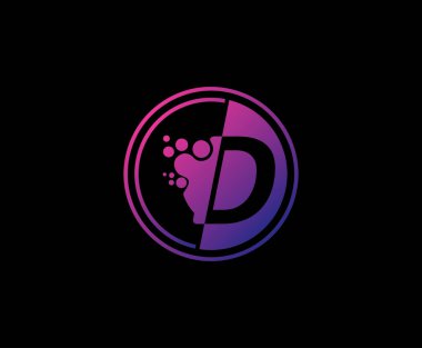 Çember Tekno Noktalı D Harf Logosu