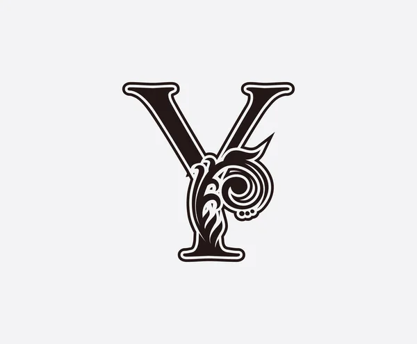 Letter Klassisches Vintage Floral Logo Icon Ursprüngliches Swirl Design — Stockvektor