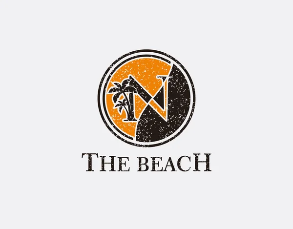 Logotipo Letra Círculo Praia — Vetor de Stock