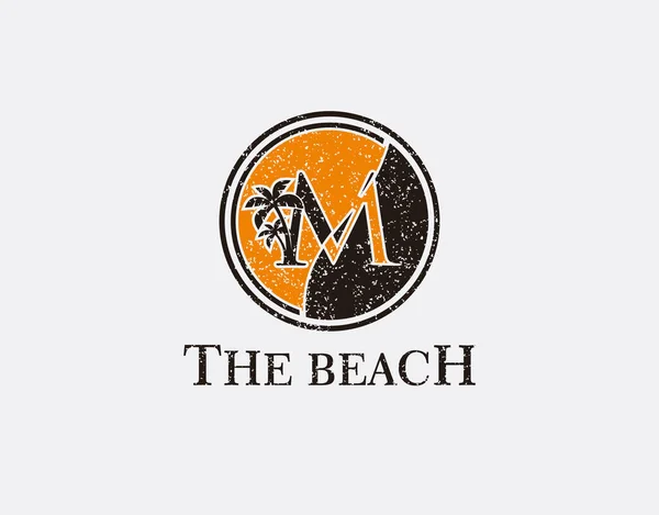 Logotipo Carta Círculo Praia — Vetor de Stock