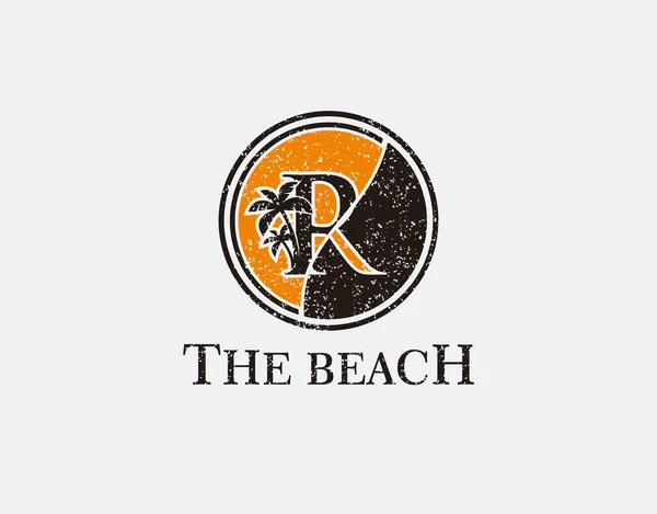 Logotipo Carta Círculo Praia — Vetor de Stock