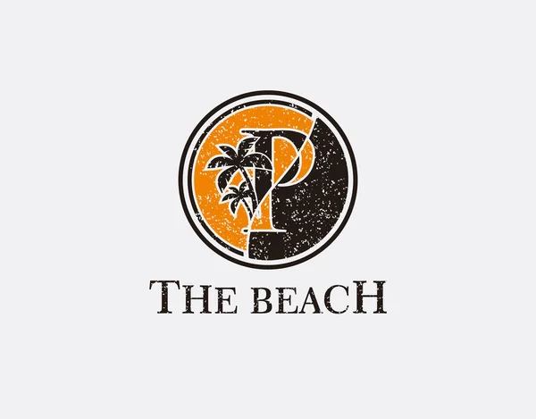 Λογότυπο Γράμμα Κύκλος Παραλία — Διανυσματικό Αρχείο