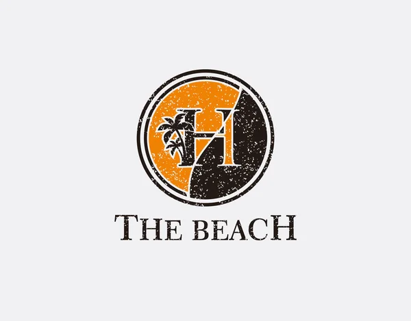 Círculo Praia Carta Logo — Vetor de Stock