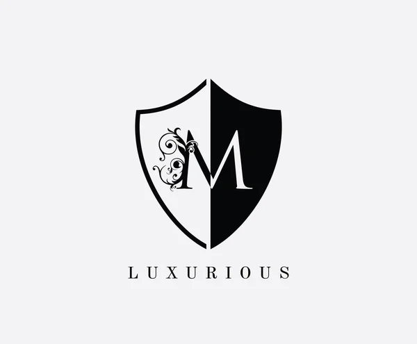 Logo Lettre Bouclier Luxe Symbole Protection Classique Initial — Image vectorielle