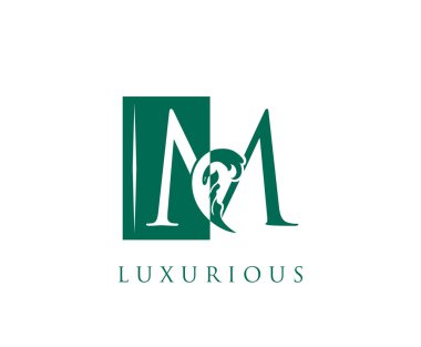 Kare Şekil ve Negatif Boşluklu Klasik M Vintage Harf Logosu Tasarımı.