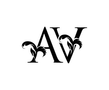 Klasik A, V ve AV Floral Letter Logo Simgesi 