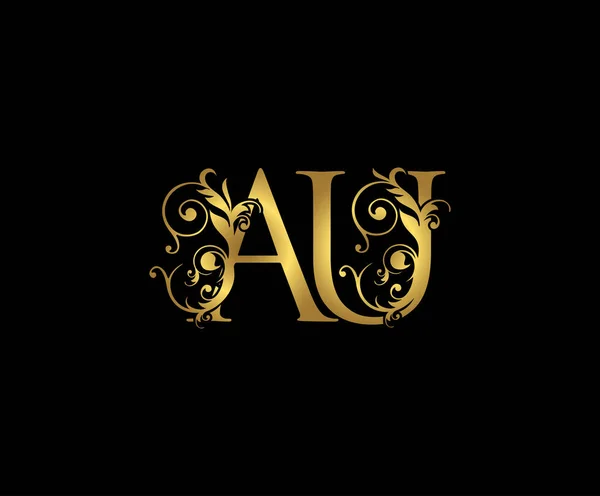 Luxe Letter Vintage Gold Floral Logo Icon Overlappend Monogram Logo — Stockvector