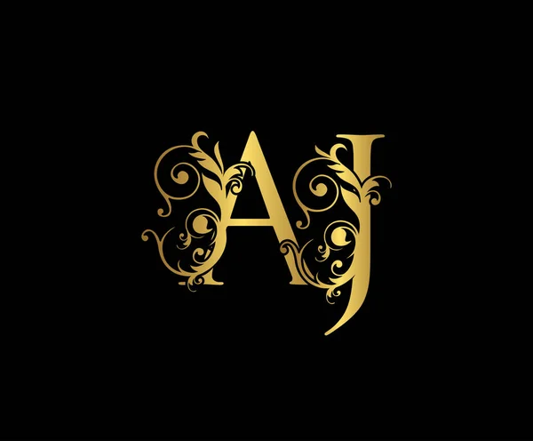 Luxe Letter Vintage Gold Floral Logo Icon Overlappend Monogram Logo — Stockvector