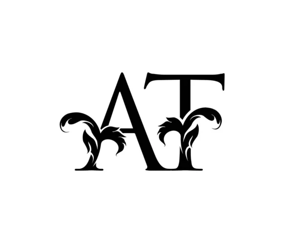 经典A T和At弗洛拉字母标志图标 — 图库矢量图片