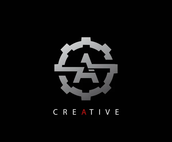 Letter Circle Gear Technology Logo — 스톡 벡터