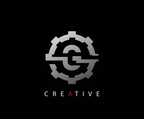 Logo Technologie Silver Letter Circle Gear — Image vectorielle