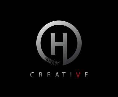 Ağ H Harf Çemberi Veri Logosu