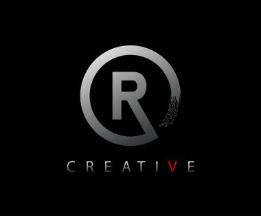 Ağ R Harf Çemberi Veri Teknolojisi Logosu