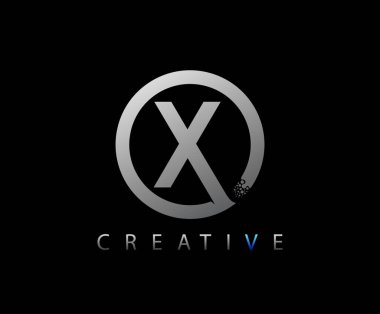 Gümüş X Harf Çemberi Veri Teknolojisi Logosu