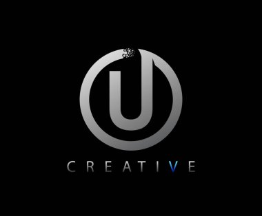 Gümüş U Harf Çemberi Veri Teknolojisi Logosu