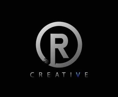 Gümüş R Harf Çemberi Veri Teknolojisi Logosu