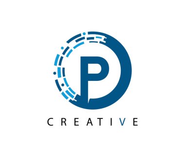 Çember Veri Ağı P Harfi Logosu