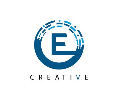 Çember Veri Ağı E Harf Logosu