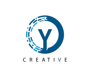 Çember Veri Ağı Y Harfi Logosu