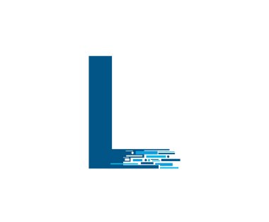 Harf L Dijital Ağ, Teknoloji ve dijital soyut çizgi L ağ ağ devre vektör logosu.