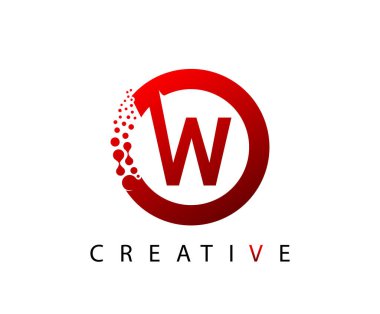 Kırmızı Çember W Harfi Noktalı Tekno Logosu