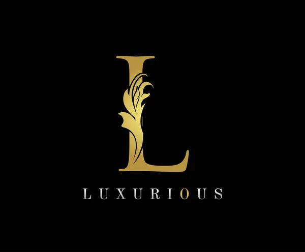 Elegante Ouro Letra Logotipo Floral —  Vetores de Stock