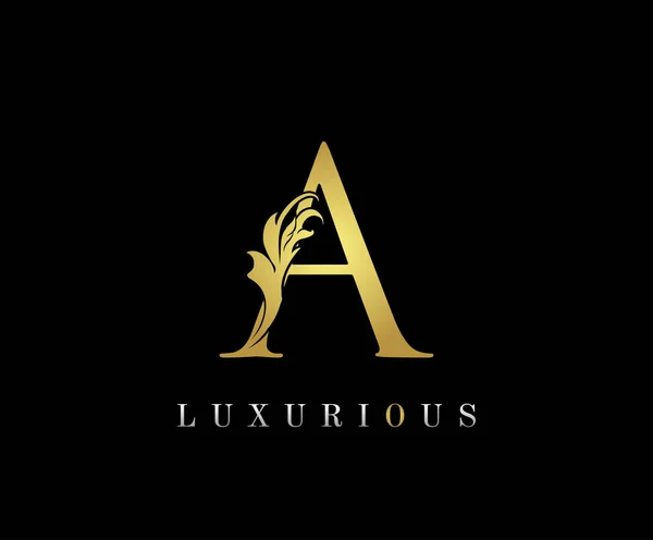 Elegantes Gold Letter Floral Logo — Stockvektor